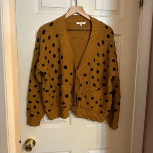 Madewell cotton cardigan with polka dot print size medium